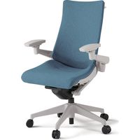 【組立設置込】イトーキ アクトチェア ハイバック 布張 ランバー無 可動肘 樹脂脚 ナイロンキャスター ハンガー付 灰×ダックブルー 1脚（直送品）