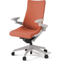 【組立設置込】イトーキ アクトチェア ハイバック 布張 ランバー無 可動肘 樹脂脚 ナイロンキャスター ハンガー付 灰×パーシモンオレンジ 1脚（直送品）