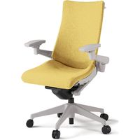 【組立設置込】イトーキ アクトチェア ハイバック 布張 ランバー無 可動肘 樹脂脚 ナイロンキャスター ハンガー付 灰×カナリアイエロー 1脚（直送品）