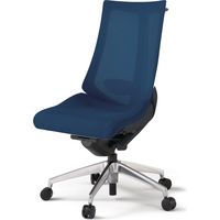 【組立設置込】イトーキ アクトチェア ハイバック メッシュ ランバー付 肘無 アルミ脚 ウレタンキャスター ハンガー付 黒×ネイビーブルー 1脚（直送品）