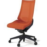 【設置込】イトーキ アクトチェア ハイバック メッシュ ランバー付 肘無 樹脂脚 ウレタンキャスター ハンガー無 黒×アンバーオレンジ 1脚（直送品）