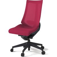 【設置込】イトーキ アクトチェア ハイバック メッシュ ランバー付 肘無 樹脂脚 ウレタンキャスター ハンガー無 黒×ラズベリーレッド 1脚（直送品）