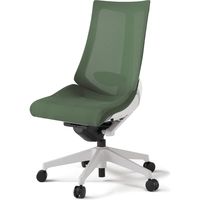 【設置込】イトーキ アクトチェア ハイバック メッシュ ランバー付 肘無 樹脂脚 ウレタンキャスター ハンガー無 白×アイビーグリーン 1脚（直送品）