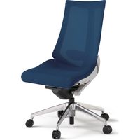 【設置込】イトーキ アクトチェア ハイバック メッシュ ランバー付 肘無 アルミ脚 ナイロンキャスター ハンガー無 灰×ネイビーブルー 1脚（直送品）