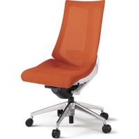 【設置込】イトーキ アクトチェア ハイバック メッシュ ランバー付 肘無 アルミ脚 ナイロンキャスター ハンガー無 白×アンバーオレンジ 1脚（直送品）