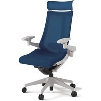 【組立設置込】イトーキ アクトチェア EXハイバック メッシュ ランバー付 可動肘 樹脂脚 ウレタンキャスター ハンガー無 灰×ネイビーブルー 1脚（直送品）