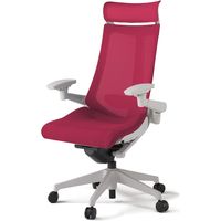 【組立設置込】イトーキ アクトチェア EXハイバック メッシュ ランバー付 可動肘 樹脂脚 ウレタンキャスター ハンガー無 灰×ラズベリーレッド 1脚（直送品）