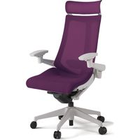 【組立設置込】イトーキ アクトチェア EXハイバック メッシュ ランバー付 可動肘 樹脂脚 ウレタンキャスター ハンガー無 灰×プラムパープル 1脚（直送品）