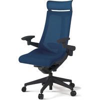 【組立設置込】イトーキ アクトチェア EXハイバック メッシュ ランバー付 可動肘 樹脂脚 ウレタンキャスター ハンガー無 黒×ネイビーブルー 1脚（直送品）