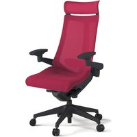 【組立設置込】イトーキ アクトチェア EXハイバック メッシュ ランバー付 可動肘 樹脂脚 ウレタンキャスター ハンガー無 黒×ラズベリーレッド 1脚（直送品）