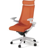 【組立設置込】イトーキ アクトチェア EXハイバック メッシュ ランバー付 可動肘 樹脂脚 ウレタンキャスター ハンガー無 白×アンバーオレンジ 1脚（直送品）