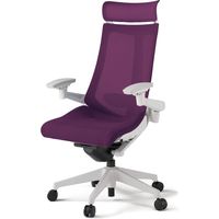 【組立設置込】イトーキ アクトチェア EXハイバック メッシュ ランバー付 可動肘 樹脂脚 ウレタンキャスター ハンガー無 白×プラムパープル 1脚（直送品）