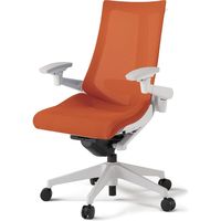 【組立設置込】イトーキ アクトチェア ハイバック メッシュ ランバー付 可動肘 樹脂脚 ウレタンキャスター ハンガー付 白×アンバーオレンジ 1脚（直送品）