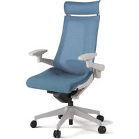 【組立設置込】イトーキ アクトチェア EXハイバック メッシュ ランバー付 可動肘 樹脂脚 ウレタンキャスター ハンガー無 灰×ダックブルー 1脚（直送品）