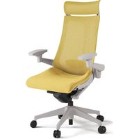 【組立設置込】イトーキ アクトチェア EXハイバック メッシュ ランバー付 可動肘 樹脂脚 ウレタンキャスター ハンガー無 灰×カナリアイエロー 1脚（直送品）