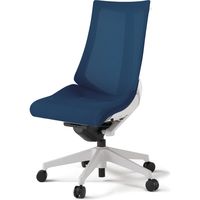 【組立設置込】イトーキ アクトチェア ハイバック メッシュ ランバー無 肘無 樹脂脚 ウレタンキャスター ハンガー付 白×ネイビーブルー 1脚（直送品）