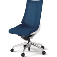 【組立設置込】イトーキ アクトチェア ハイバック メッシュ ランバー無 肘無 アルミ脚 ナイロンキャスター ハンガー付 白×ネイビーブルー 1脚（直送品）