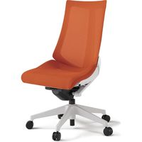 【設置込】イトーキ アクトチェア ハイバック メッシュ ランバー無 肘無 樹脂脚 ウレタンキャスター ハンガー無 白×アンバーオレンジ 1脚（直送品）