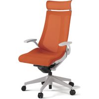 【組立設置込】イトーキ アクトチェア EXハイバック メッシュ ランバー無 固定肘 樹脂脚 ウレタンキャスター ハンガー無 灰×アンバーオレンジ 1脚（直送品）