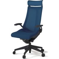 【組立設置込】イトーキ アクトチェア EXハイバック メッシュ ランバー無 固定肘 樹脂脚 ウレタンキャスター ハンガー無 黒×ネイビーブルー 1脚（直送品）