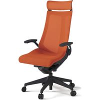 【組立設置込】イトーキ アクトチェア EXハイバック メッシュ ランバー無 固定肘 樹脂脚 ウレタンキャスター ハンガー無 黒×アンバーオレンジ 1脚（直送品）