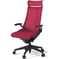 【組立設置込】イトーキ アクトチェア EXハイバック メッシュ ランバー無 固定肘 樹脂脚 ウレタンキャスター ハンガー無 黒×ラズベリーレッド 1脚（直送品）