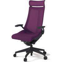 【組立設置込】イトーキ アクトチェア EXハイバック メッシュ ランバー無 固定肘 樹脂脚 ウレタンキャスター ハンガー無 黒×プラムパープル 1脚（直送品）