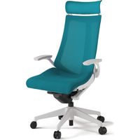 【組立設置込】イトーキ アクトチェア EXハイバック メッシュ ランバー無 固定肘 樹脂脚 ウレタンキャスター ハンガー無 白×ストロングブルー 1脚（直送品）