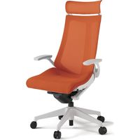【組立設置込】イトーキ アクトチェア EXハイバック メッシュ ランバー無 固定肘 樹脂脚 ウレタンキャスター ハンガー無 白×アンバーオレンジ 1脚（直送品）