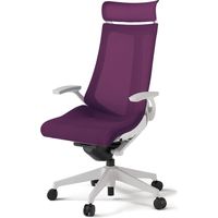 【組立設置込】イトーキ アクトチェア EXハイバック メッシュ ランバー無 固定肘 樹脂脚 ウレタンキャスター ハンガー無 白×プラムパープル 1脚（直送品）