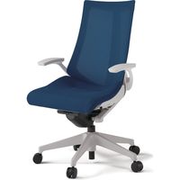 【設置込】イトーキ アクトチェア ハイバック メッシュ ランバー無 固定肘 樹脂脚 ナイロンキャスター ハンガー無 灰×ネイビーブルー 1脚（直送品）