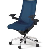 【設置込】イトーキ アクトチェア ハイバック メッシュ ランバー無 可動肘 アルミ脚 ナイロンキャスター ハンガー無 黒×ネイビーブルー 1脚（直送品）