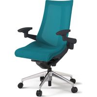 【設置込】イトーキ アクトチェア ハイバック メッシュ ランバー無 可動肘 アルミ脚 ナイロンキャスター ハンガー無 黒×ストロングブルー 1脚（直送品）