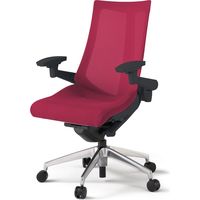 【設置込】イトーキ アクトチェア ハイバック メッシュ ランバー無 可動肘 アルミ脚 ナイロンキャスター ハンガー無 黒×ラズベリーレッド 1脚（直送品）