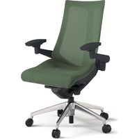 【設置込】イトーキ アクトチェア ハイバック メッシュ ランバー無 可動肘 アルミ脚 ナイロンキャスター ハンガー無 黒×アイビーグリーン 1脚（直送品）