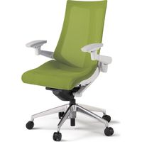 【設置込】イトーキ アクトチェア ハイバック メッシュ ランバー無 可動肘 アルミ脚 ナイロンキャスター ハンガー無 白×モスグリーン 1脚（直送品）