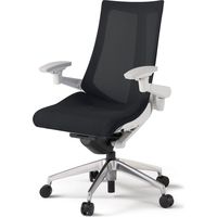 【設置込】イトーキ アクトチェア ハイバック メッシュ ランバー無 可動肘 アルミ脚 ナイロンキャスター ハンガー無 白×ブラックT 1脚（直送品）