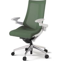 【設置込】イトーキ アクトチェア ハイバック メッシュ ランバー無 可動肘 アルミ脚 ナイロンキャスター ハンガー無 白×アイビーグリーン 1脚（直送品）