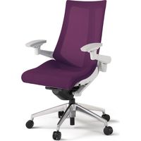 【設置込】イトーキ アクトチェア ハイバック メッシュ ランバー無 可動肘 アルミ脚 ナイロンキャスター ハンガー無 白×プラムパープル 1脚（直送品）