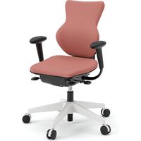 【設置込】イトーキ カシコチェア 固定肘 ハンガー無 ビニールレザー張 樹脂シェル ナイロンキャスター ピンク×ホワイト 1脚（直送品）
