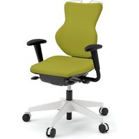 【設置込】イトーキ カシコチェア 可動肘 ハンガー付 布張 樹脂シェル ナイロンキャスター モスグリーン×ホワイト 1脚（直送品）