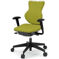 【設置込】イトーキ カシコチェア 可動肘 ハンガー付 布張 樹脂シェル ナイロンキャスター モスグリーン×ブラック 1脚（直送品）