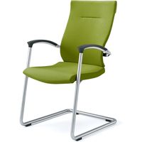【設置込】イトーキ スピーナチェア 会議イス 背座クロス 肘付 シルバーベース キャンテイレバー脚 モスグリーン 1脚（直送品）