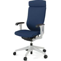 【設置込】イトーキ エピオスチェア 背布張 EXハイバック 可動肘 ロッキングレンジ調節 ウレタンキャスター 白×ネイビーブルー 1脚（直送品）