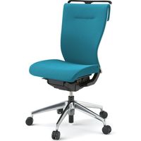 【設置込】イトーキ コセールチェア ハイバック 肘無 ハンガー付 アルミ脚 ブルー×ホワイト×ブルー 1脚（直送品）