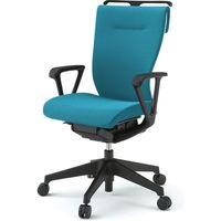 【設置込】イトーキ コセールチェア ハイバック ループ肘付 ハンガー付 樹脂脚 ブルー×ホワイト×ブルー 1脚（直送品）