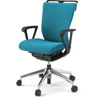 【設置込】イトーキ コセールチェア ローバック ループ肘付 ハンガー付 アルミ脚 ブルー×ホワイト×ブルー 1脚（直送品）