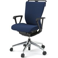 【設置込】イトーキ コセールチェア ローバック ループ肘付 ハンガー付 アルミ脚 ネイビー×ホワイト×ネイビー 1脚（直送品）