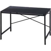 不二貿易 ワークデスク ガラストップ 幅1100×奥行450×高さ730mm ブラック 14076 1台（直送品）