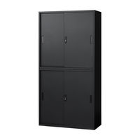 Netforce イーセンブリー 引戸書庫 3段 2台 幅880×奥行400mm ブラック EA-8840-3H3H-AW-BK 1セット（直送品）